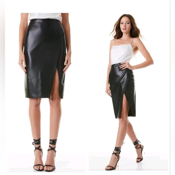 Alice + Olivia Siobhan Faux Wrap Pencil Skirt Size 6 - Picture 5 of 12